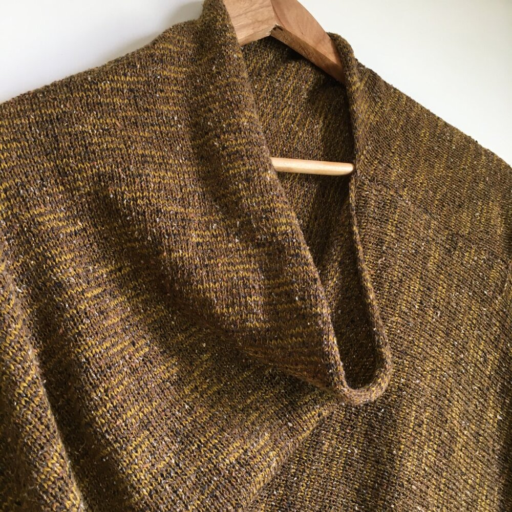 Bill Baber Scotland Linen Cotton Knit Cape Shawl Harvest Gold One Size - Picture 6 of 16